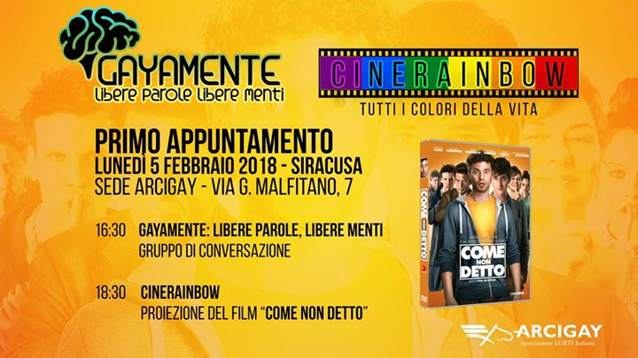 Cineraimbowgayamente At Arcigay Siracusa Syracuse