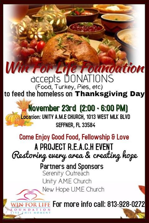 FEED the Homeless Thanksgiving Dinner at UNITY A.M.E CHURCH, 1013 WEST ...