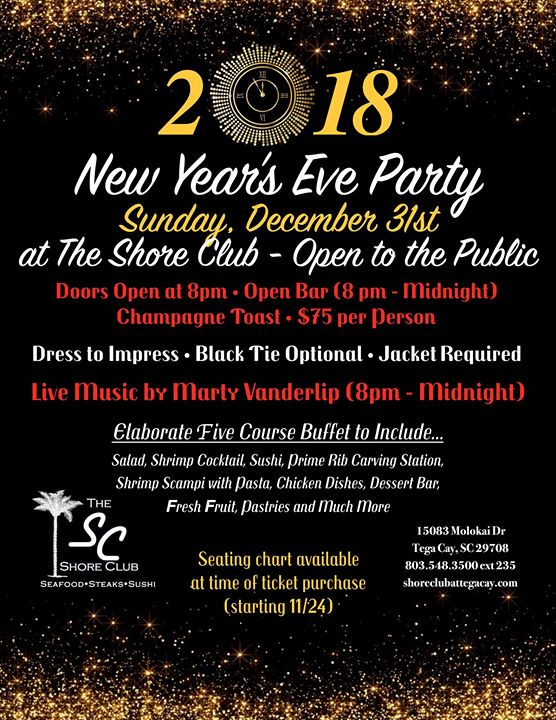 New Years Eve Party With Dinner At Sc Shore Club Tega Cay