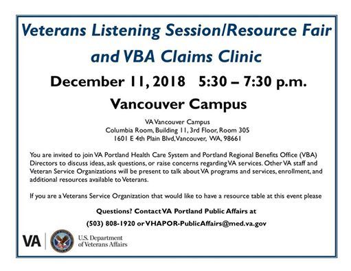 veterans listening session resource fair at vancouver va campus vba veterans
