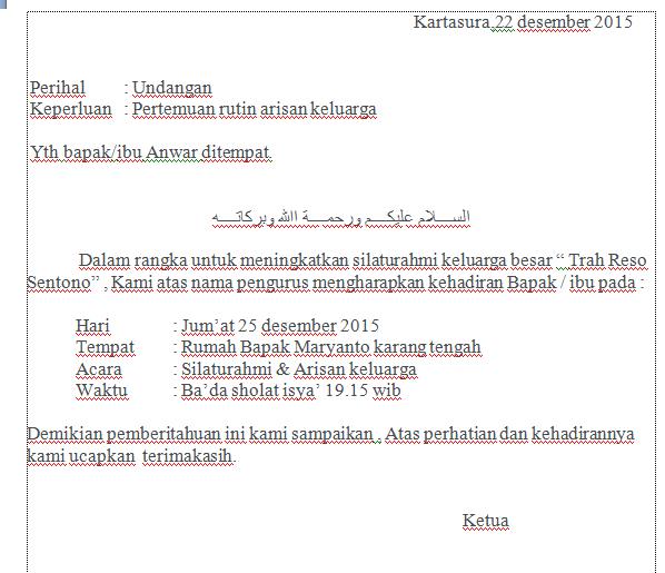 Contoh Semua Jenis Surat Undangan: surat undangan arisan 