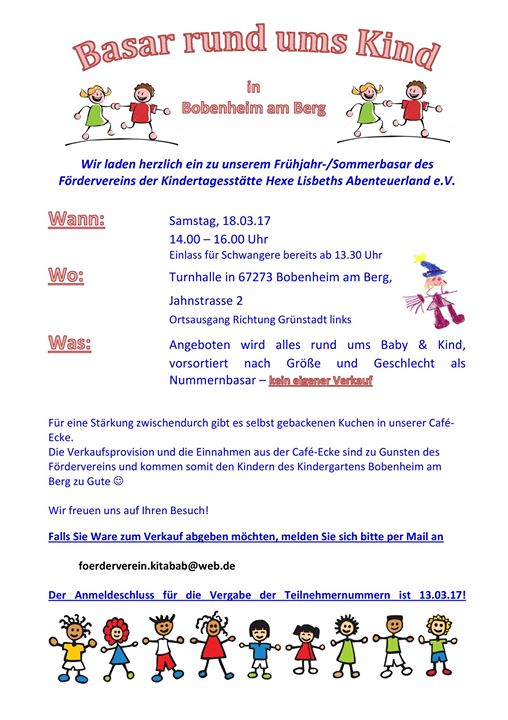Basar Rund Ums Kind At Jahnstrasse 2 67273 Bobenheim Am Berg
