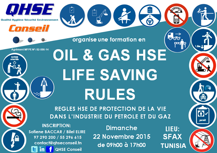 Training in Oil & Gas HSE Life Saving Rules at Sfax, Tunisia, Sfax