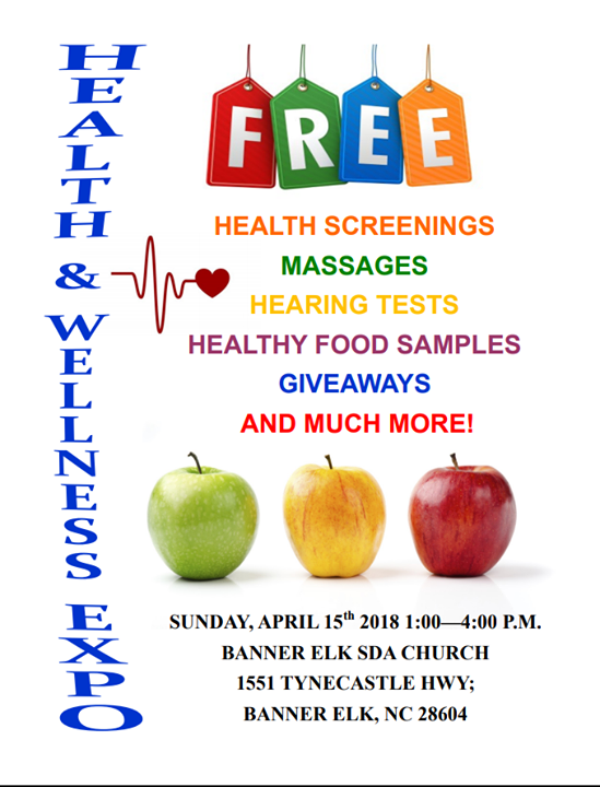 Free Health And Wellness Expo At Banner Elk Seventh Day Adventist