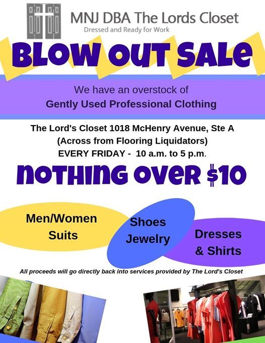 Blow Out Sale Every Friday At The Lord S Closet California