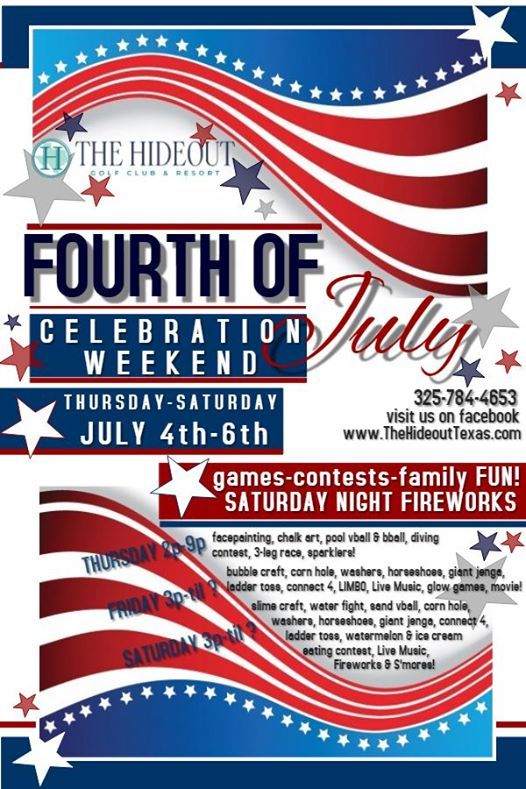 4th of July Celebration at The Hideout Golf Club and Resort, Brownwood
