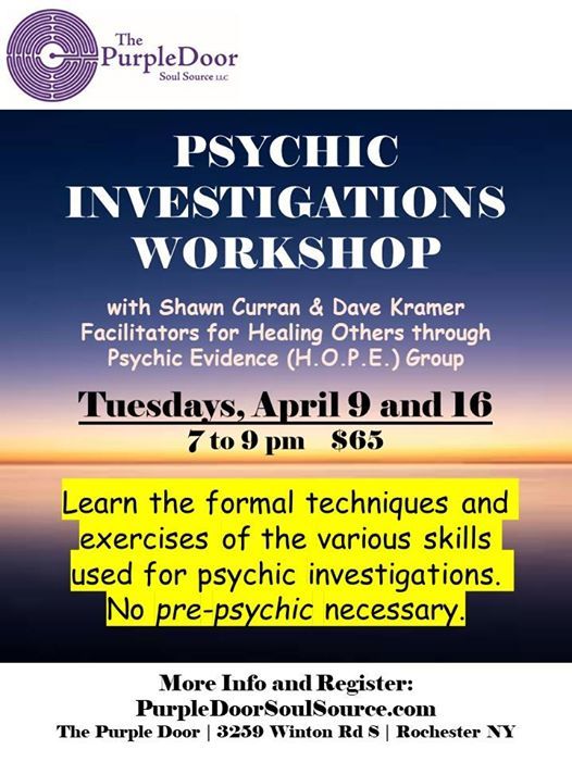 Psychic Investigations Basics Workshop At The Purple Door Soul