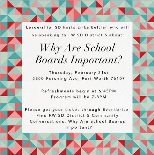 FWISD District 5 Community Conversations: Why Are School FWISD District 5 Community Conversations: Why Are School