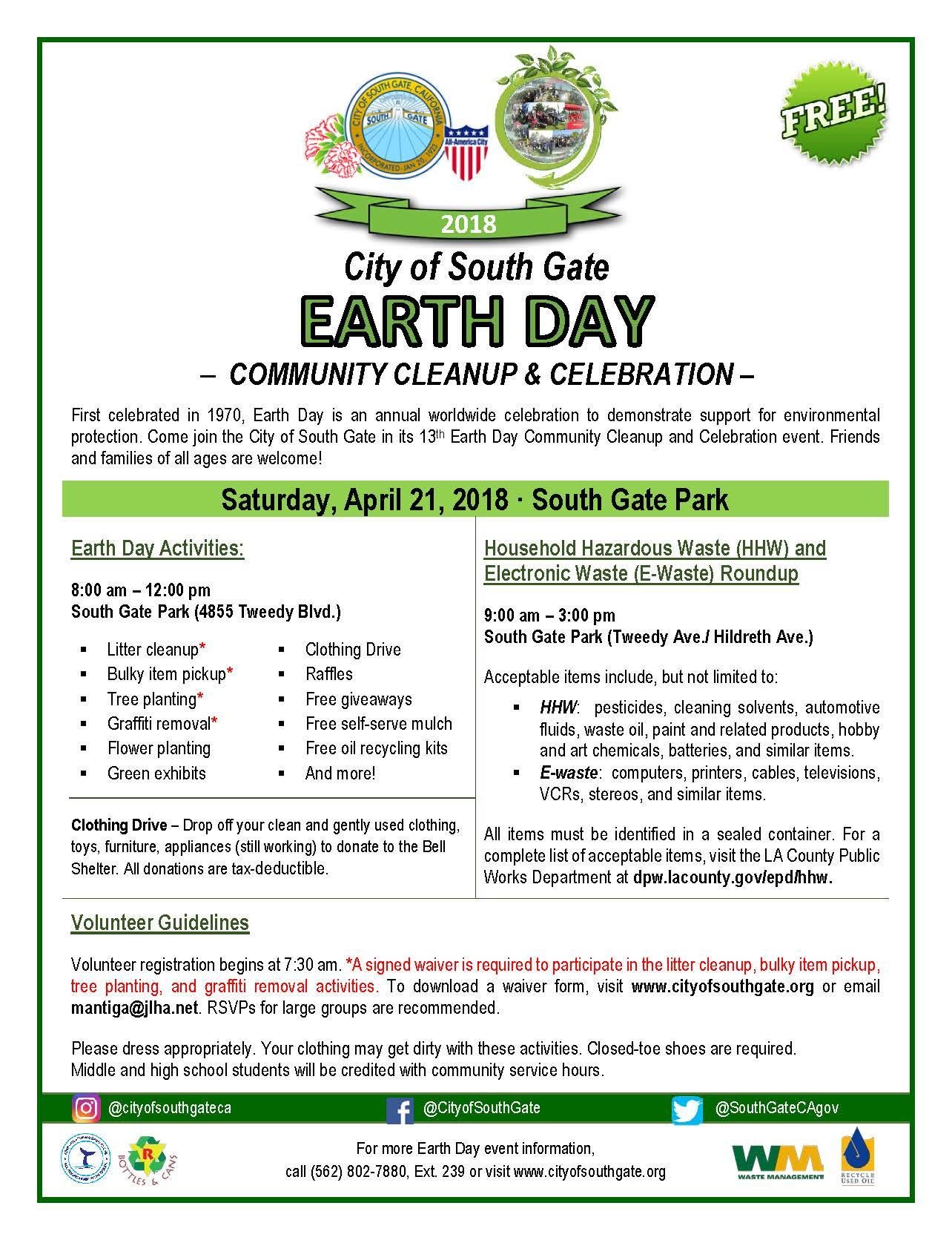 City Of South Gate >> City Of South Gate Earth Day Community Cleanup Celebration City Of South Gate >> City Of South Gate Earth Day Community Cleanup Celebration