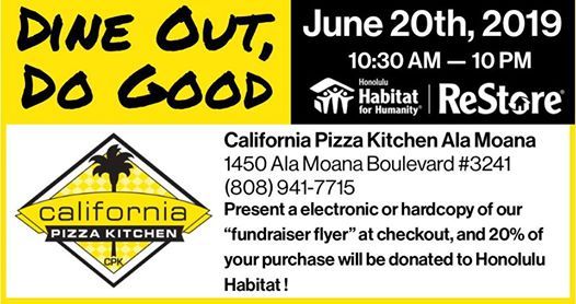 Dine Out Do Good California Pizza Kitchen Honolulu