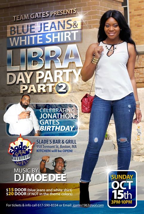 Blue Jeans White Shirt Libra Day Party At Slade S Bar Grill Boston