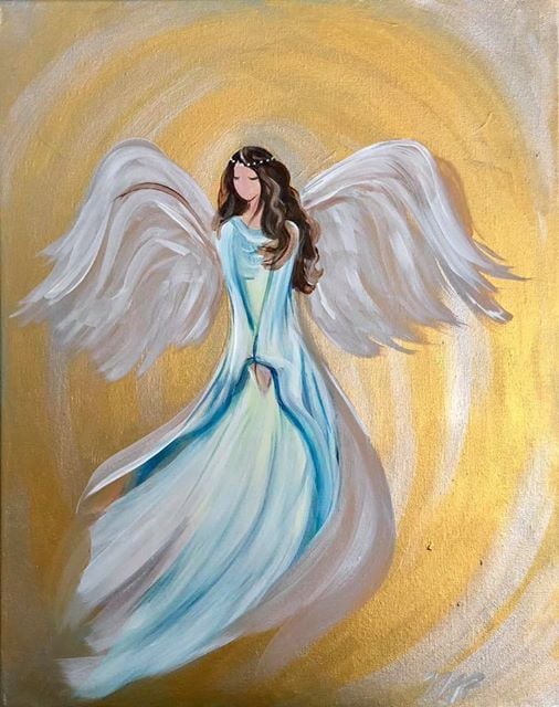 Christmas Angel Painting at The Threshold Art Gallery18 East