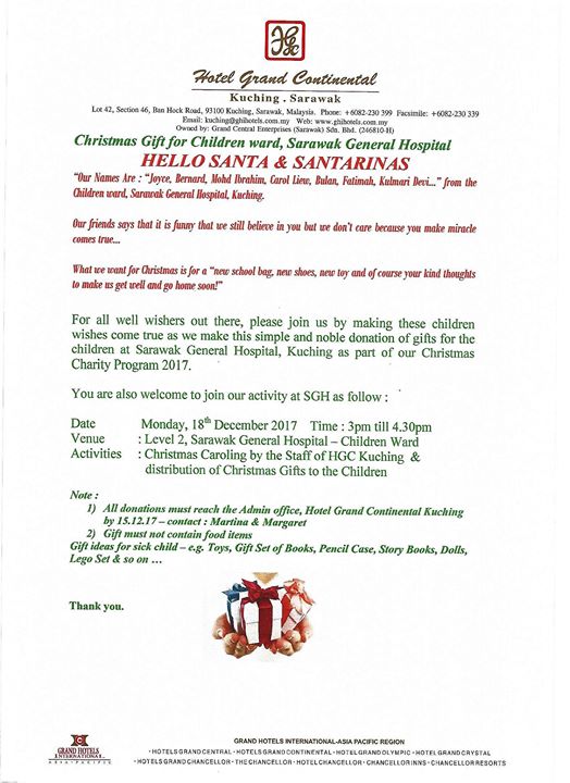 Christmas Charity Program At Sarawak General Hospital Kuching
