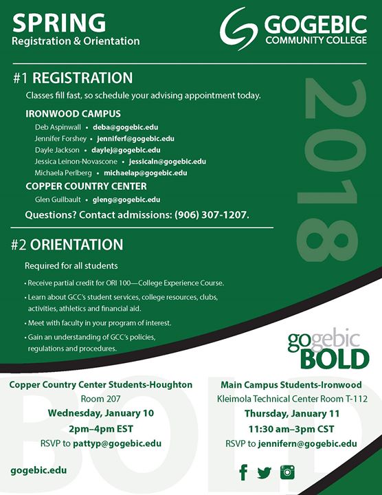 Welcome Students Ironwood Spring Orientation At Gogebic Community