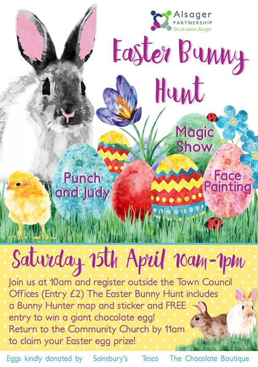 Alsager Easter Bunny Hunt Magic Show Punch Judy Facepainting
