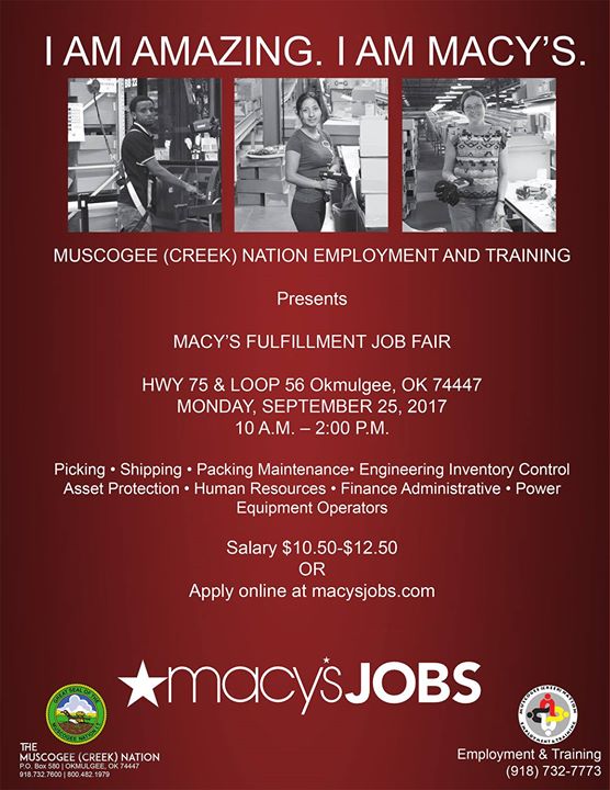 Macys Hiring Event At Muscogee Creek Nation Employment Training