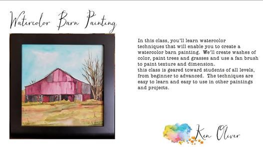 Watercolor Barn Painting At Scrapendipity Calgary