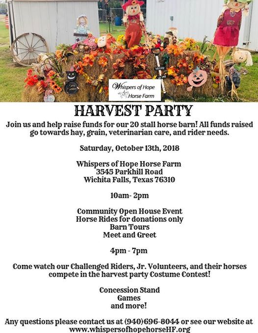 Harvest Party At Whispers Of Hope Horse Farm3545 Parkhill Rd