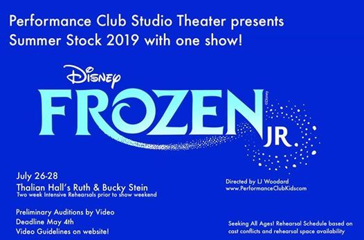 Video Auditions For Frozen Jr At Performance Club Studio Theater