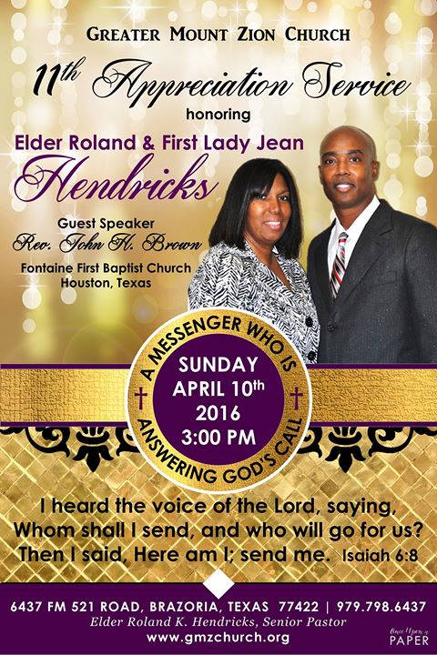 11th Pastor Appreciation Service, honoring Elder Roland & Sis. Jean ...