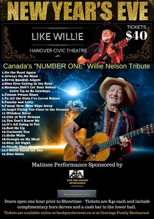 New Years Eve Matinee Willie Nelson Tribute at Hanover Civic Theatre443