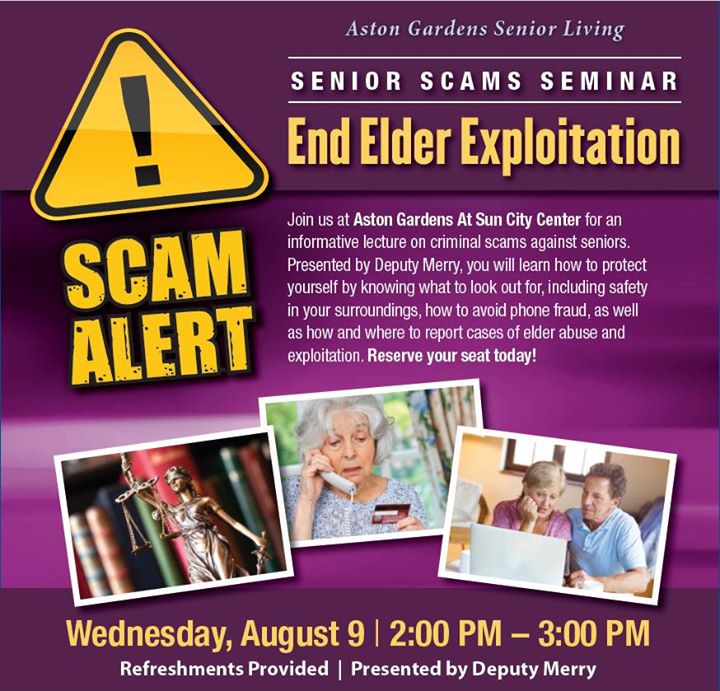 Senior Scams Seminar In Sun City Center At 1311 Aston Gardens