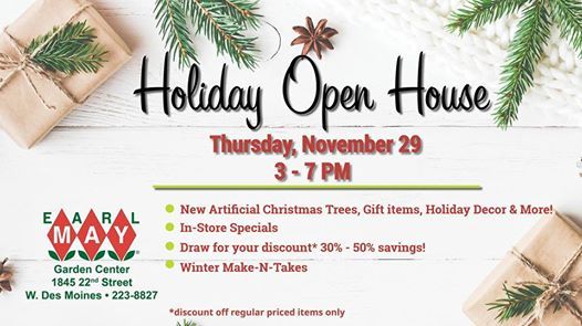 west des moines earl may garden center holiday open house