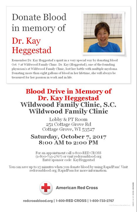 Blood Drive In Memory Of Kay Heggestad At Wildwood Family Clinic