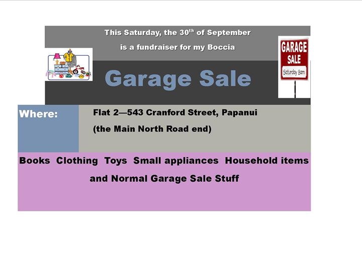 Boccia Fundraiser Garage Sale At Flat 2 543 Cranford Street