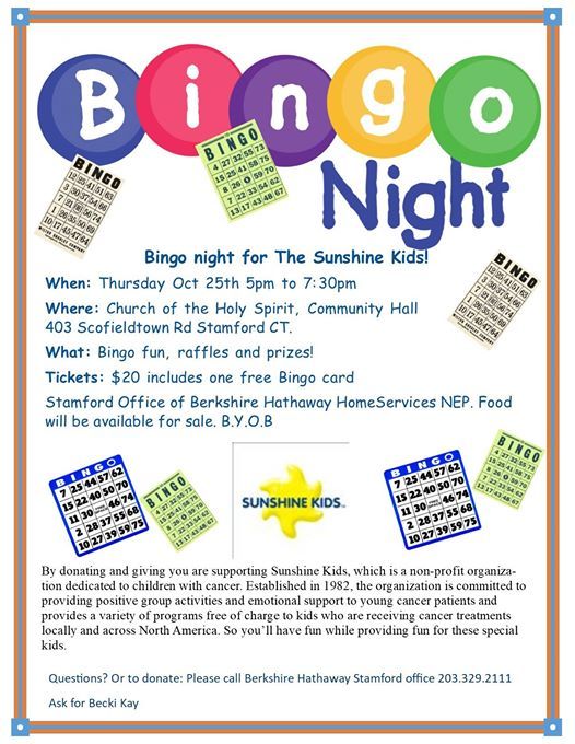 Bingo Night To Support Sunshine Kids At Stamford Office Of Berkshire