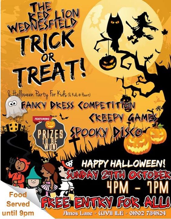 Kids Halloween Party at Red Lion Wednesfield, Wolverhampton