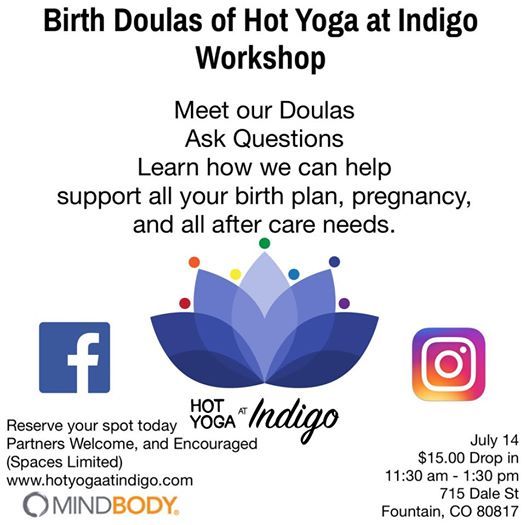 doula workshop at hot yoga at indigo fountain birth plan questions to ask