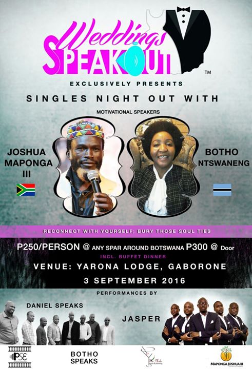 Singles Night out with Botho Ntswaneng & Joshua Maponga at 