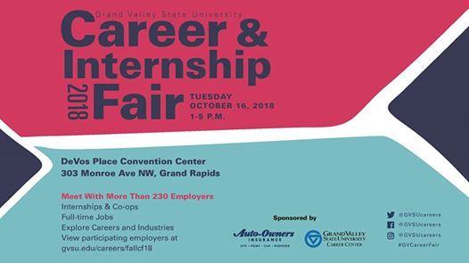 Gvsu Career Internship Fair 2018 At Devos Place Convention