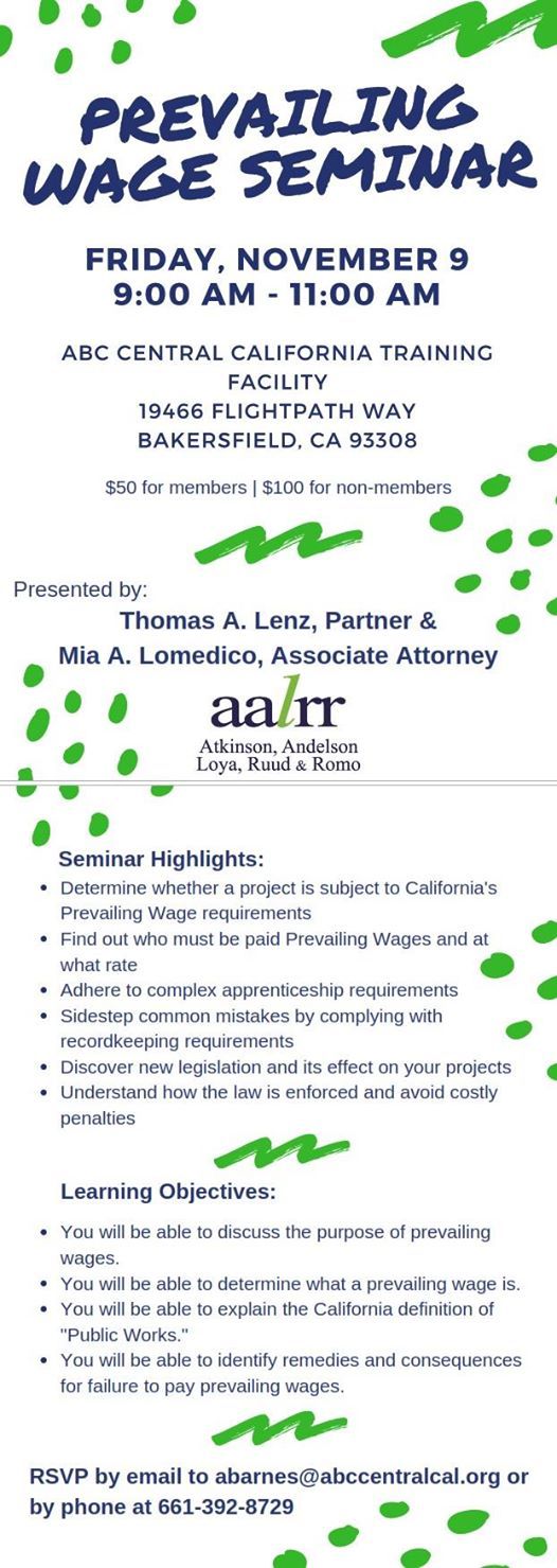 Prevailing Wage Seminar At Abc Central California Chapter California