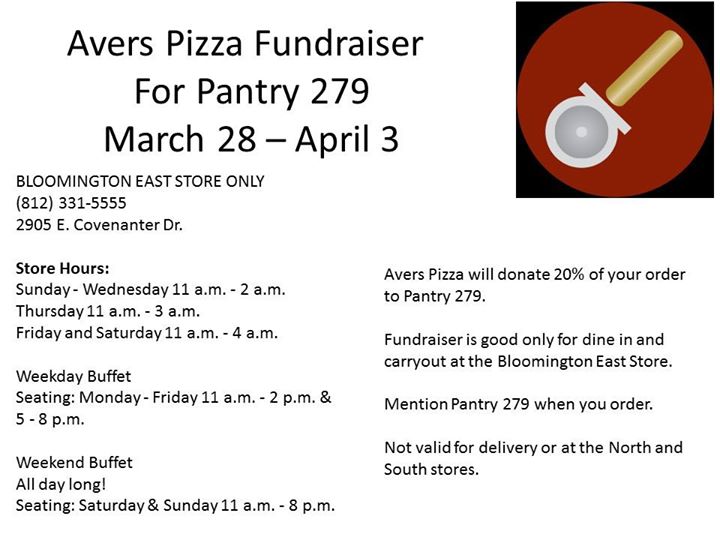 Avers Pizza Fundraiser For Pantry 279 At Aver S Pizza Bloomington