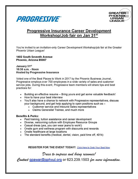 progressive insurance hiring event at 1402 s 7th ave phoenix az progressive auto customer service