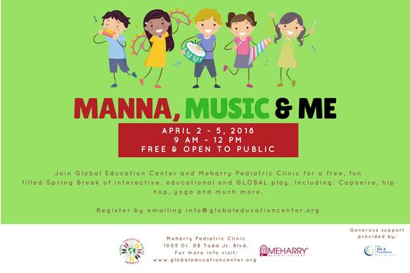 manna, music & me! spring break camp at global education center