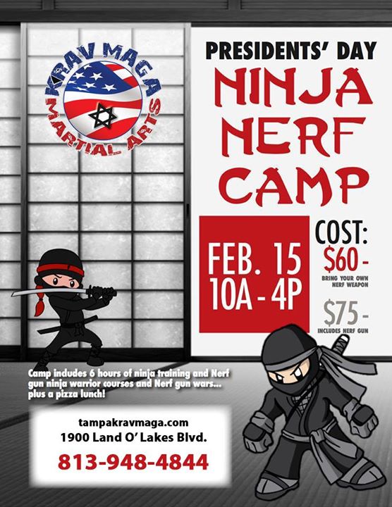 Presidents Day Ninja Nerf Camp! at Tampa Krav Maga, Lutz