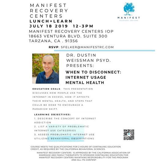 Lunch Learn Internet Usage And Mental Health At Manifest Recovery