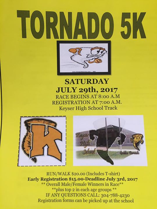 Tornado 5K 2017 at Keyser High School Football Field, Keyser