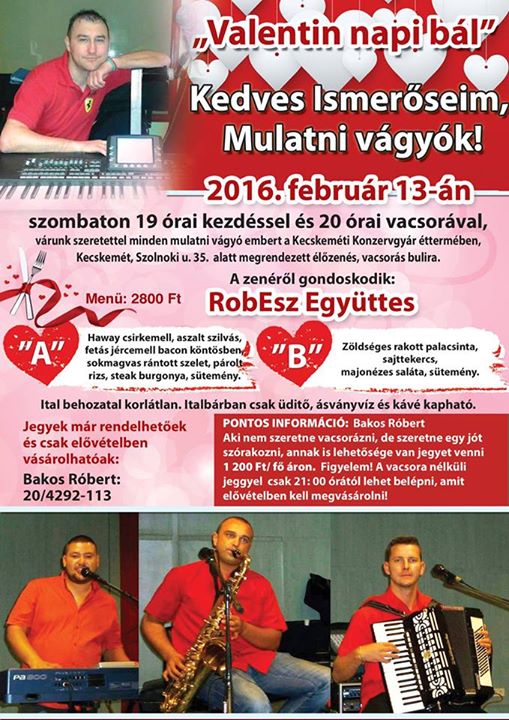 Valentin napi bál at konzervgyári konyha, kecskemét
