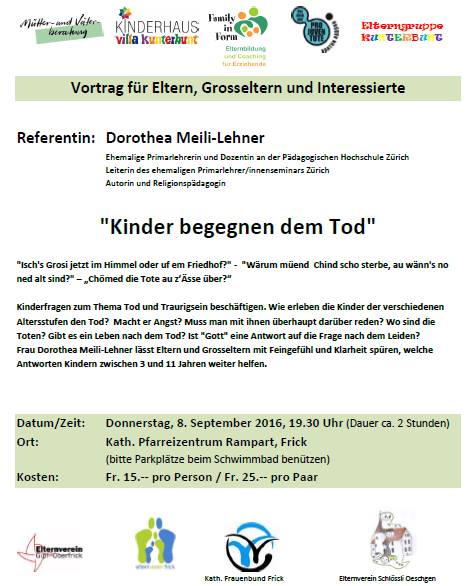 Vortrag Kinder Begegnen Dem Tod At Kath Pfarreizentrum Rampart