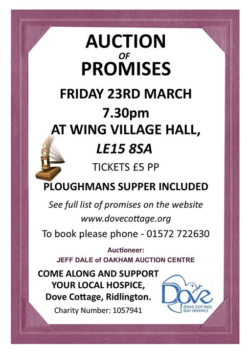 Auction Of Promises At Wing Village Hall Le15 8sa