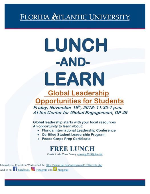 lunch learn at international students fau florida