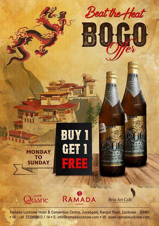 Get 1 1 Free For Druk Supreme Beer Every Day At Cafe Quane Lucknow