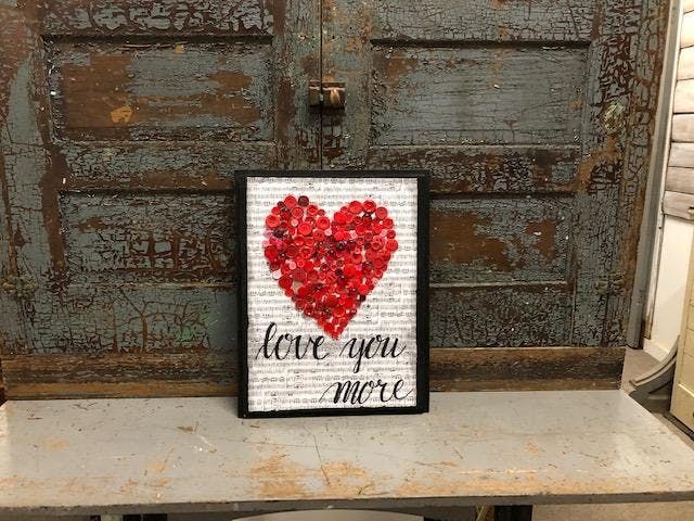Repurposed Kitchen Cabinet Door Button Art Heart At Rehouse