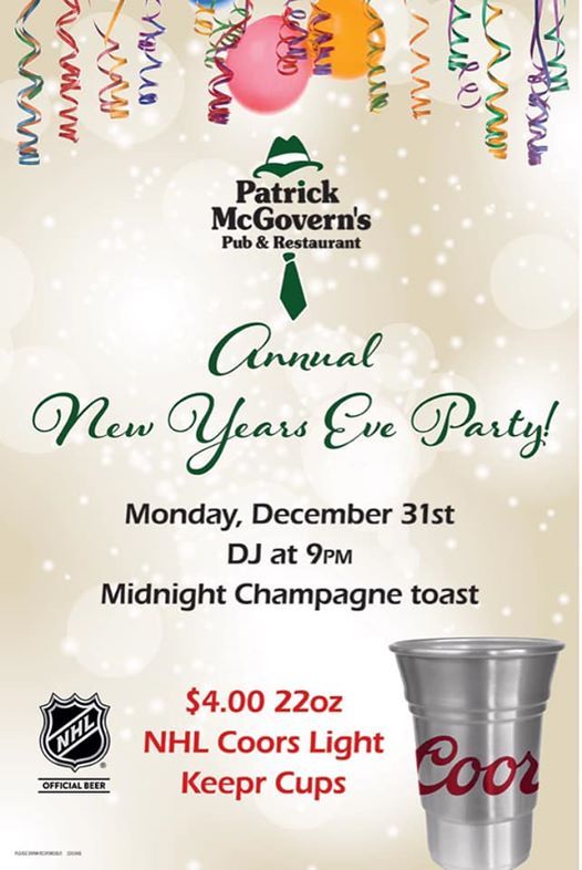 New Years Eve Bash! at Patrick McGovern&#039;s Pub225 7th St W, Saint Paul, Minnesota 55102, Twin Cities