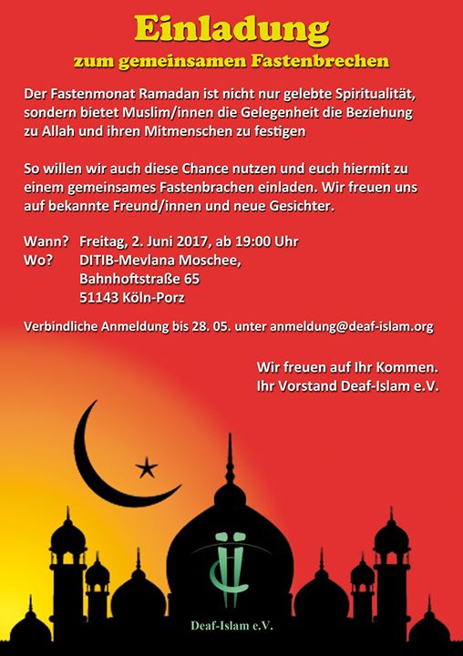 Einladung Zur Ramadan At Deaf Islam E V Cologne