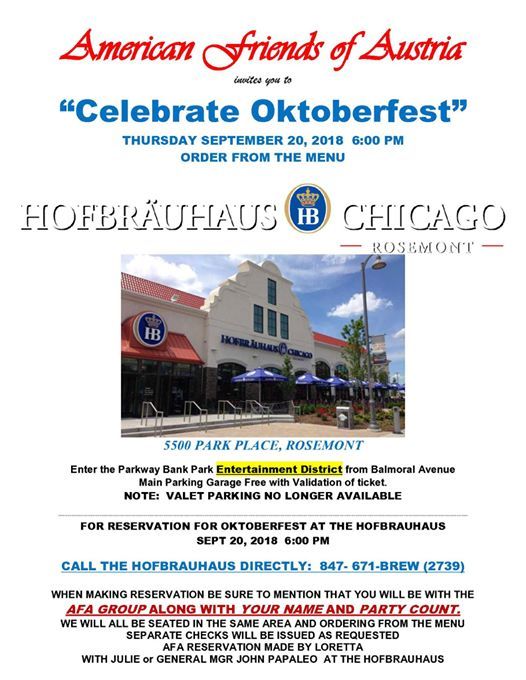 American Friends Of Austrias Oktoberfest At 5500 Park Pl Rosemont